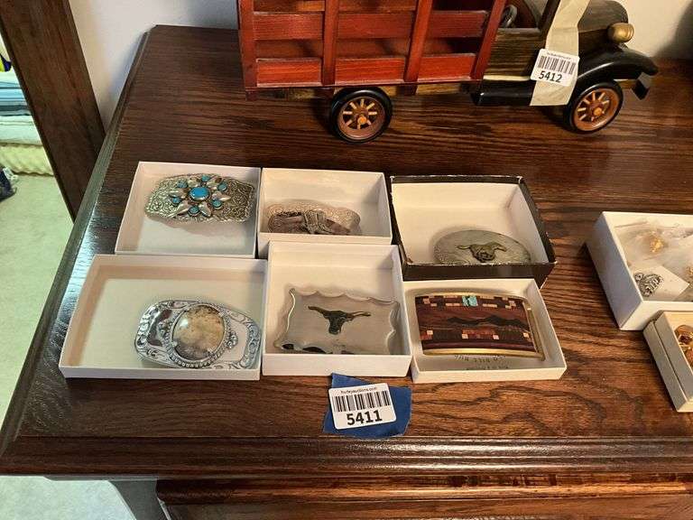 Six Western style belt buckles