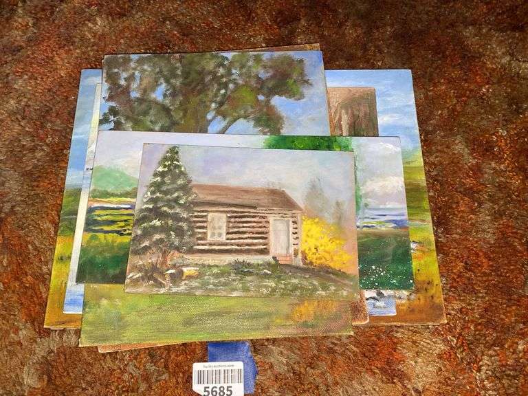 Group of landscape and still life paintings