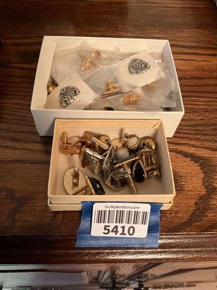 Vintage cufflinks lot, lapel pins