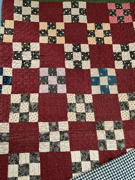 Ginghams & Calico Nine Patch Antique Quilt