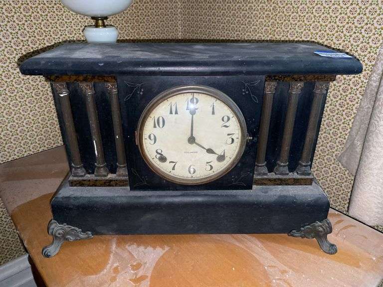 Gilbert black pillar mantel clock