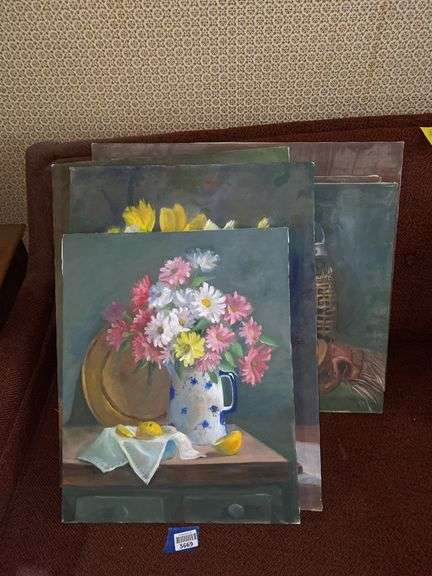 Group of oil paintings on canvas: still lifes