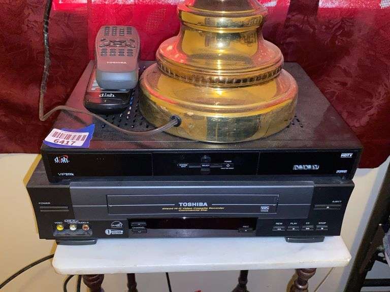 Toshiba VHS player, Dish HDTV box. w/ remotes
