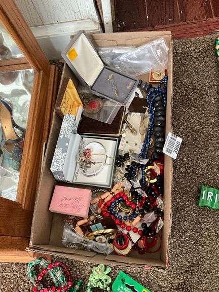 Costume jewelry: beads, bracelet, stickpin