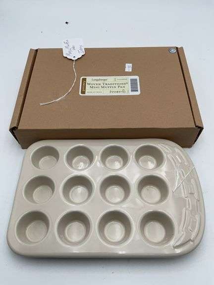 Longaberger pottery small muffin pan ivory