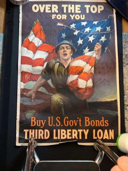 WWII Poster Buy U.S. GOV’T BONDS THIRD LIBERTY LOAN, Ketterlinus, Phil’s., see photo for damage