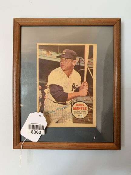 Mickey Mantel baseball print, framed 9.5x11