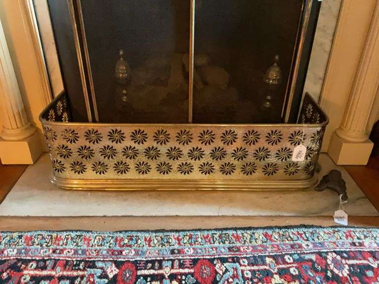 Pierced brass fireplace fender 42in long