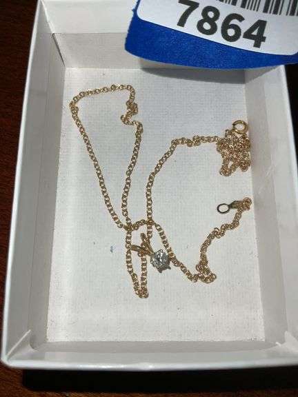 14K gold chain w/ stone pendant