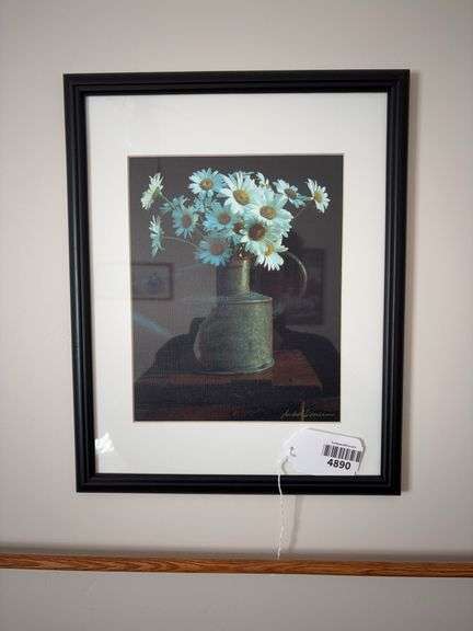 Daisies print, signed, framed 12x15