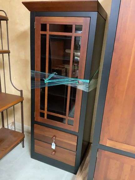 Ethan Allen left side cabinet in natural and black finishes 24x18x67