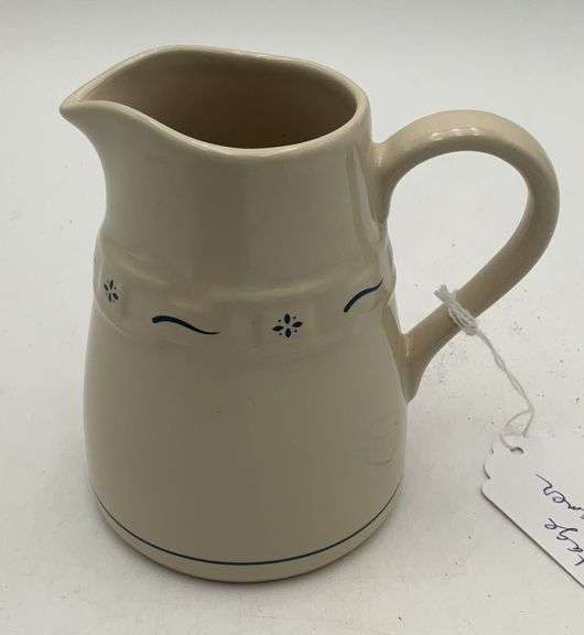 Longaberger pottery woven traditions creamer blue trim