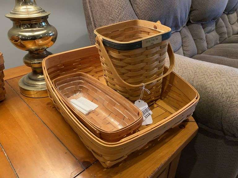 Three Longaberger baskets