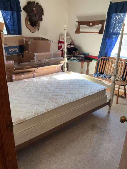 White high post bed w/ mattress set 52 wide