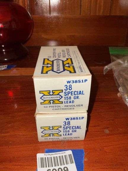 Ammo: two boxes Winchester .38 Special cartridges, see photos for quantity of each box.