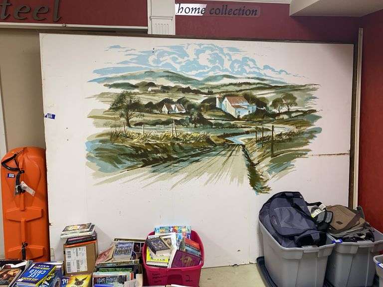 Wall board w/ farm scene mural 81x110