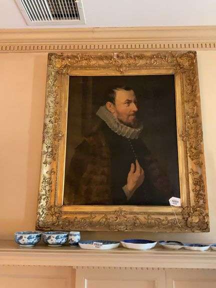 After Rubens, portrait of Nicolaas Rockox, in wide gilt frame 34x39
