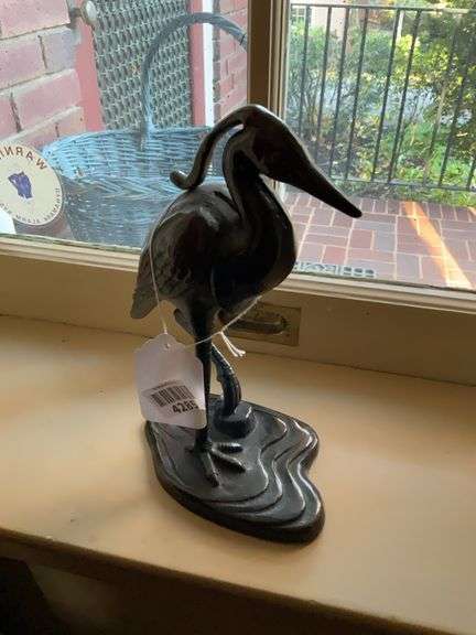 Bronze finish heron figure