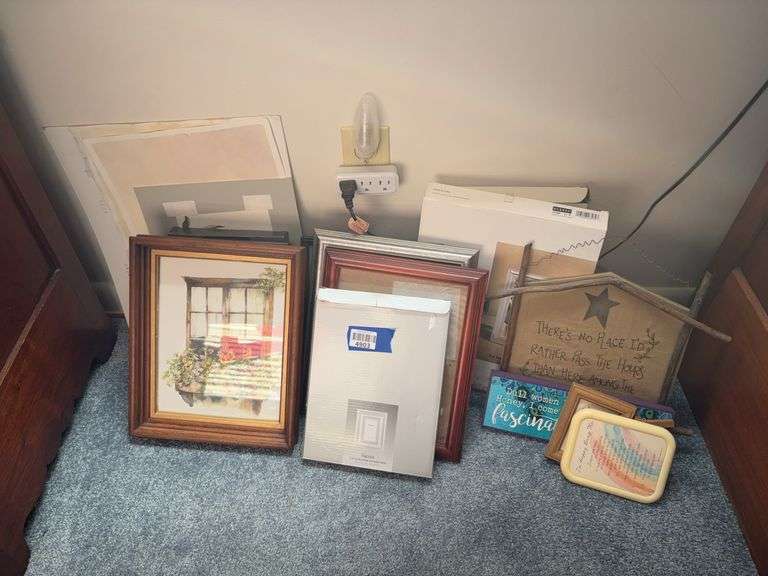 Deep walnut frame, misc frames and plaques