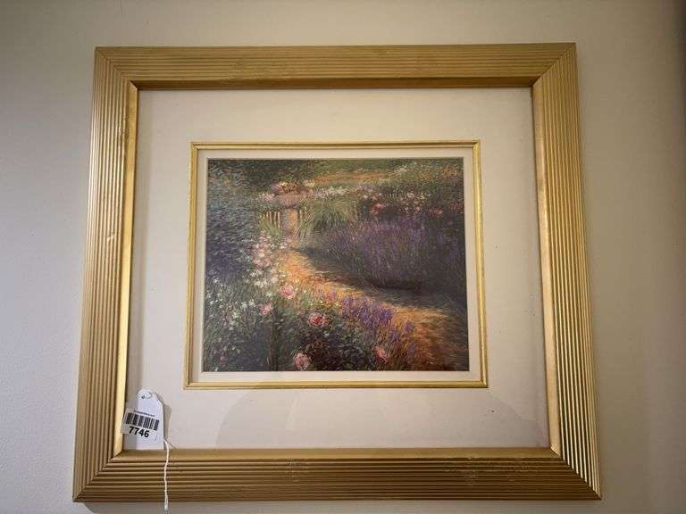 Greg Singley print, Pathway with Pot, framed 20x22