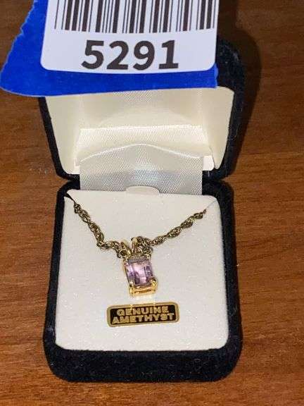 Amethyst pendant on chain