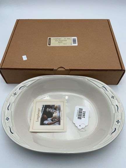 Longaberger pottery get together bowl blue trim