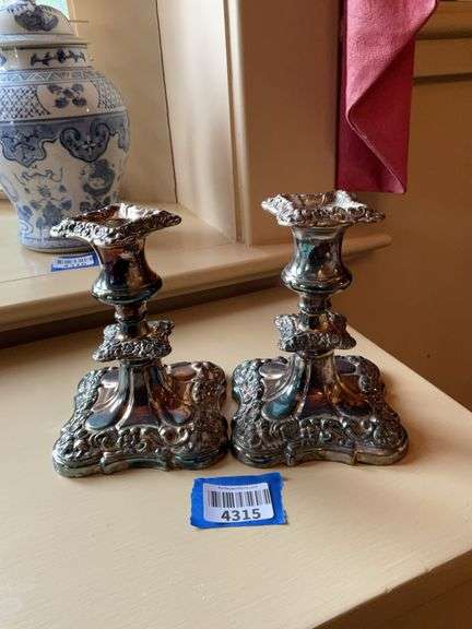 Pair of silverplated candleholders
