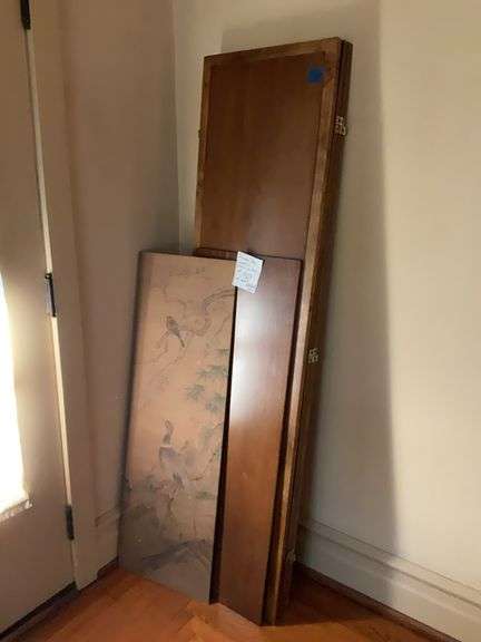 Asian panel, and folding wooden screen