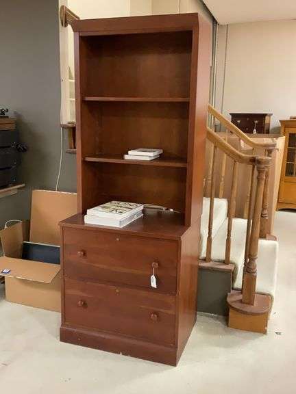 Ethan Allen stepback cabinet w/ two drawers in base - no contents 29.5x22x75