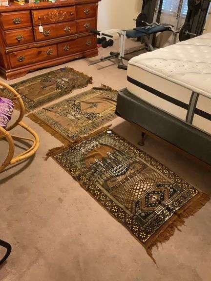 Three Persian style throw rugs 26 x 43