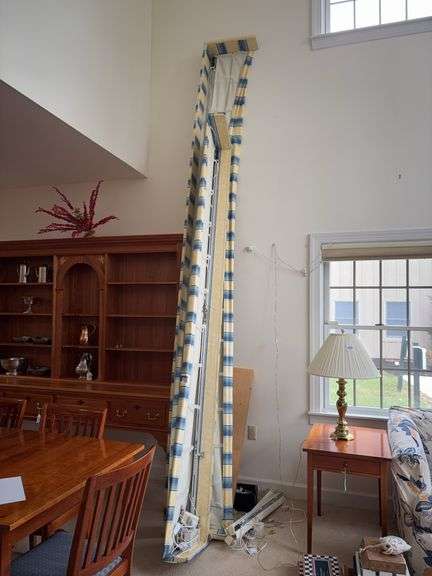 Living room custom-made draperies 4 panels 204x82, 1 valence is 10ft, the other is 12ft, Roman shade 58x50