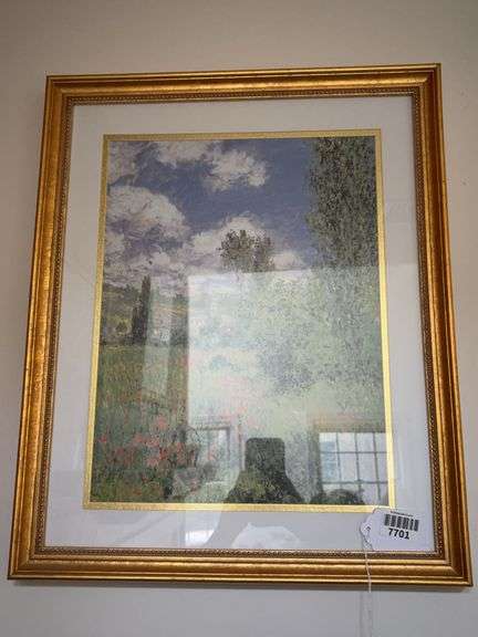 Monet print, View of Vetheuil, framed 18x22