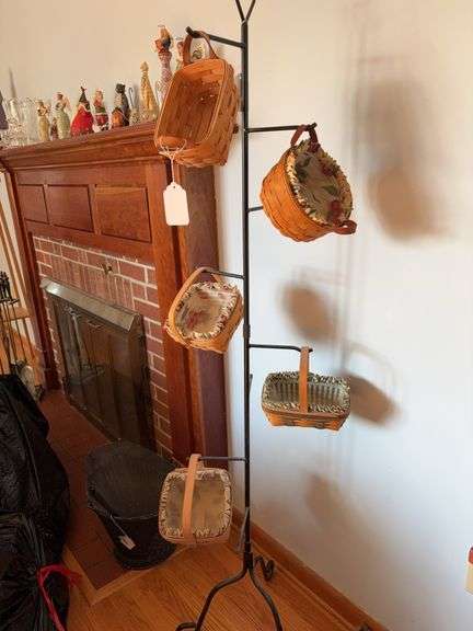 Five Longaberger baskets - display stand not included