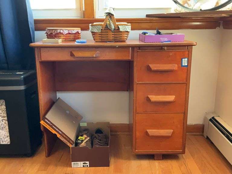 MCM mid-century modern desk w/ right hand drawer stack - no contents 37x16x29.5
