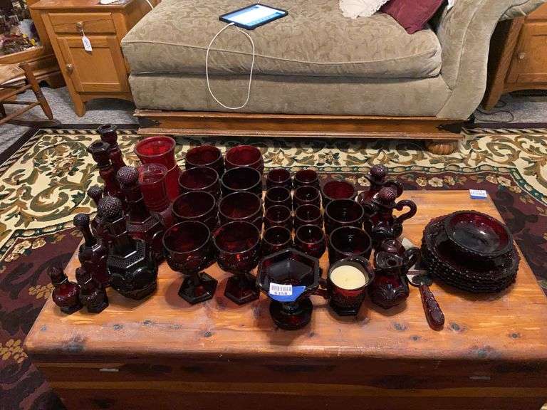 Avon Cape Cod ruby glassware collection, and ruby vases