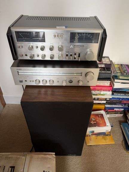 Mitsubishi tuner, Yamaha stereo receiver, pair of speakers