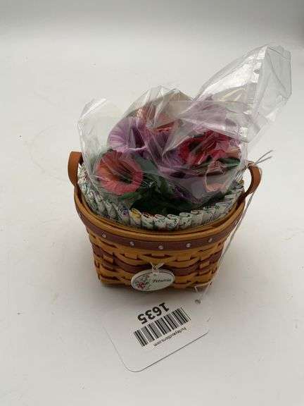 2007 miniature petunia basket liner, protector,tie on with box