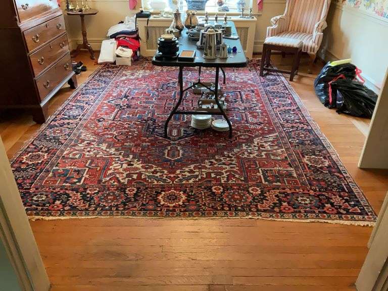 Persian style rug w/ red ground 106 x 144 - MUST COME DURING LAST 2 HOURS OF PICKUP FOR THIS ITEM