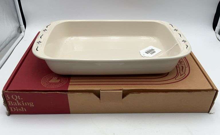 Longaberger Pottery 9x13 baking dish, blue trim