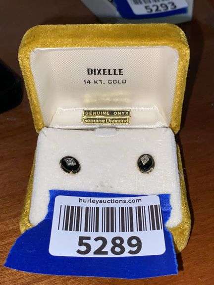 14K gold onyx/diamond earrings