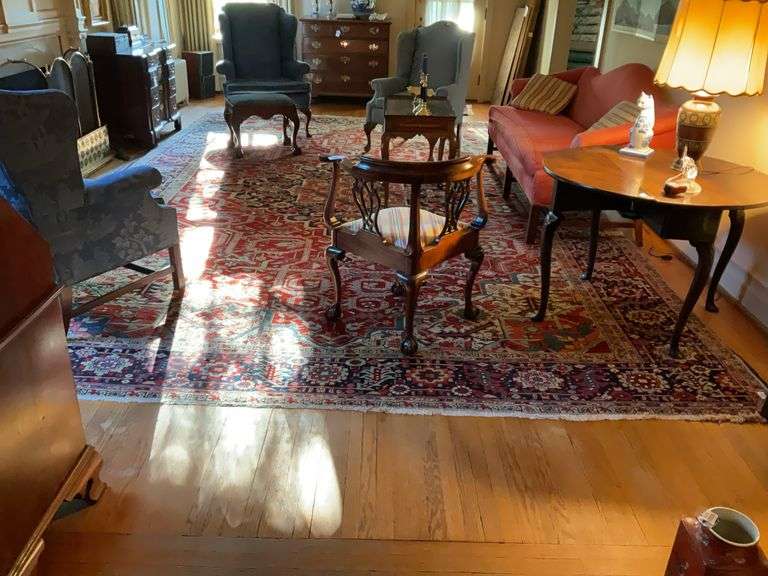 Large Persian style rug w/ red ground 141x15ft - MUST COME DURING LAST 2 HOURS OF PICKUP FOR THIS ITEM