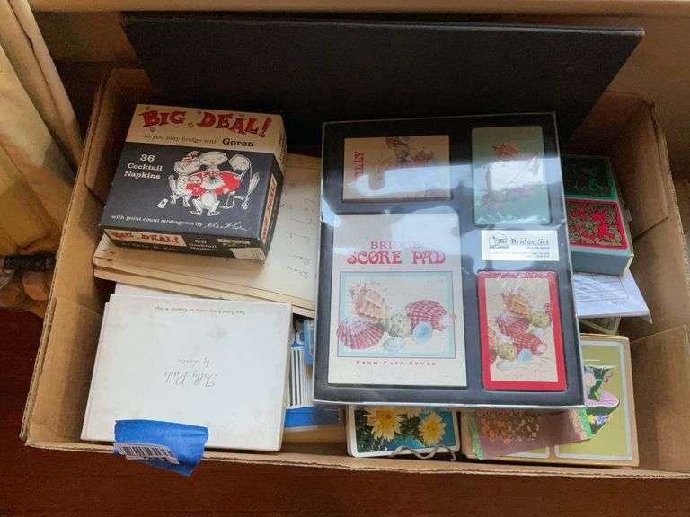 Vintage playing card decks, tallies, cocktail napkins