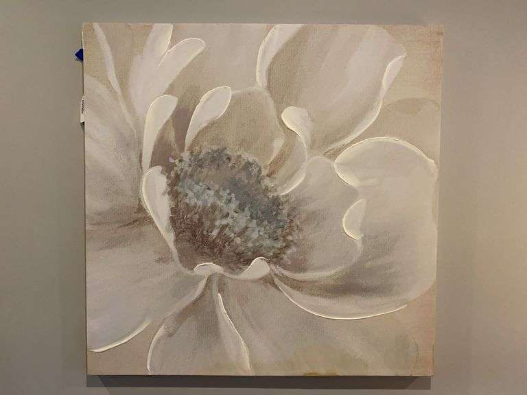 White floral wall art 36x36