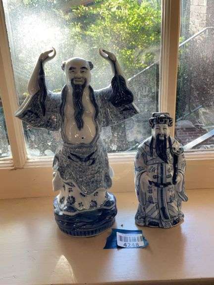 Two Chinese blue & white porcelain Immortals figurines