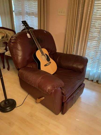 Recliner - note wear to footrest - no contents