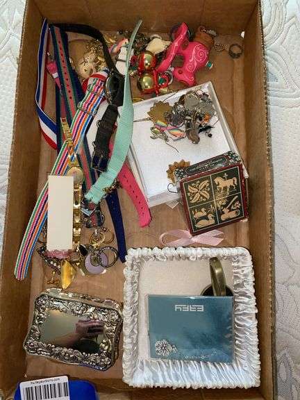 Costume jewelry: earrings, watches, dresser box