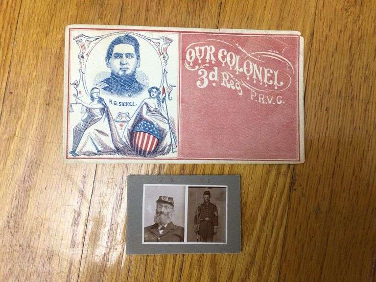 B&W Photo Henry Lenharr 1827-1903 born in Antrim Township. Served in the Civil War being sergeant of Co.D 158th regiment. The term of enlistment expired May 12, 1863. Buried at Cashtown Cemetery. Brass CSA button Waterbury Button Co., Inspection Suggested