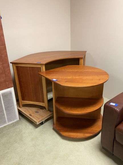 Two curved stands 54x28x30, 36x31x30