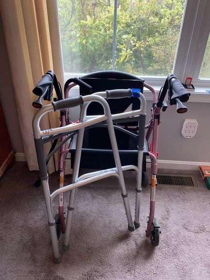 Roller style walker w/ hand brakes, and folding walker, cane