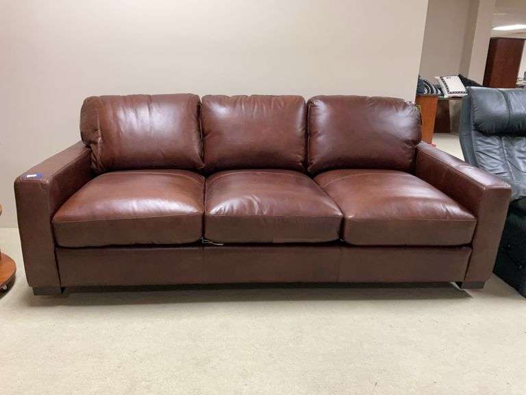 Genuine brown leather sofa 92x43.5x34